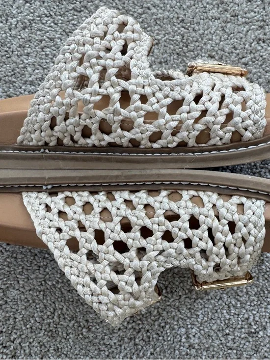 Universal Thread Cream Woven Double-Buckle Slide Sandals - Picture 4 of 6